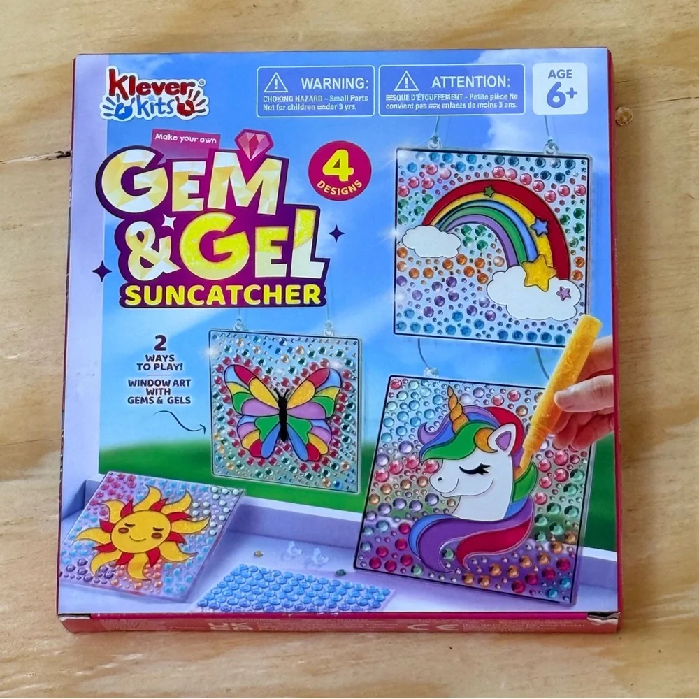 Klever Kits Gem & Gel Suncatcher Craft Kit | 4 Designs | Ages 6+ | New in Box